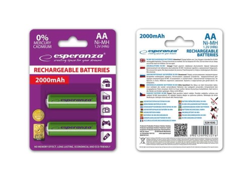 Akumulatorki AA Esperanza 2000mAh 2szt. zielone - 968994