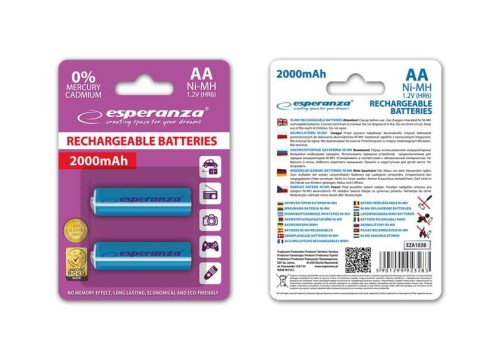 Akumulatorki AA Esperanza 2000mAh 2szt. niebieskie - 968991
