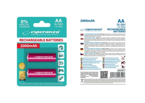 Akumulatorki AA Esperanza 2000mAh 2szt. czerwone - 968993