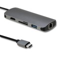 QOLTEC ADAPTER USB 3.1 C MĘSKI | HDMI ŻEŃSKIE | USB 3.0 ŻEŃSKIE | RJ-45 ŻEŃSKIE | SD | MICRO SD | PD - 1124899