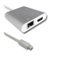Kabel adapter Qoltec USB 3.1 typC M / HDMI A F + USB 3.0 A F + RJ45 F + PD - 1124896