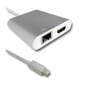 Kabel adapter Qoltec USB 3.1 typC M / HDMI A F + USB 3.0 A F + RJ45 F + PD