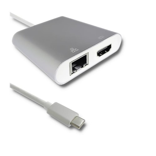 Kabel adapter Qoltec USB 3.1 typC M / HDMI A F + USB 3.0 A F + RJ45 F + PD - 1124896
