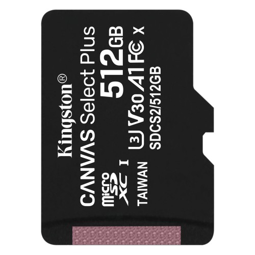 Karta pamięci Kingston microSD Canvas Select Plus 512GB Class 10 UHS-I U3 V30 - 1391073