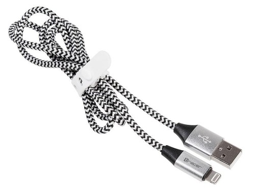 Kabel Tracer USB 2.0 iPhone AM - Lightning 1m czarno-srebrny - 1380414