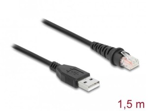 Kabel skanera kodów kreskowych Delock RJ50 (M) - USB-A (M) 1,5m czarny