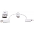 Kabel Manhattan 3w1 USB-A 2.0 / Lightning, USB-C, MicroUSB 1m biały - 1379103
