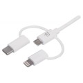Kabel Manhattan 3w1 USB-A 2.0 / Lightning, USB-C, MicroUSB 1m biały - 1379106