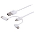 Kabel Manhattan 3w1 USB-A 2.0 / Lightning, USB-C, MicroUSB 1m biały - 1311845