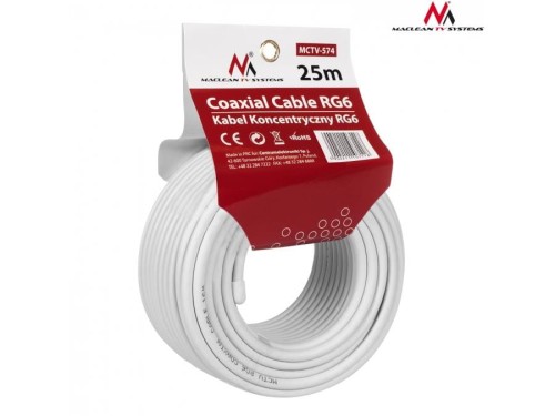 Kabel koncentryczny Maclean MCTV-574 satelitarny, antenowy 1.0CCS RG6 25m - 973318