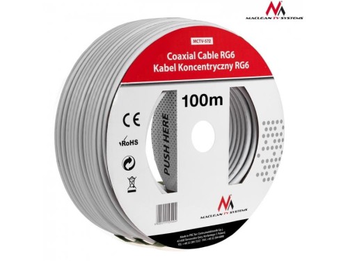 Kabel koncentryczny Maclean MCTV-572 satelitarny, antenowy 1.0CCS RG6 100m - 982353