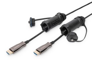 Kabel DIGITUS połączeniowy hybrydowy AOC IP68 wzmocniony HDMI 2.0 Premium High Speed 4K60Hz HDMI A/HDMI A M/M czarny 30m