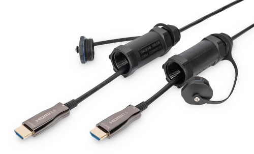 Kabel DIGITUS połączeniowy hybrydowy AOC IP68 wzmocniony HDMI 2.0 Premium High Speed 4K60Hz HDMI A/HDMI A M/M czarny 10m - 1526785
