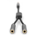 Kabel adapter audio splitter DIGITUS PREMIUM MiniJack 3,5mm /2x 3,5mm MiniJack M/Ż nylon 0,2m - 1377196