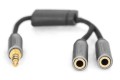 Kabel adapter audio splitter DIGITUS PREMIUM MiniJack 3,5mm /2x 3,5mm MiniJack M/Ż nylon 0,2m - 1377198
