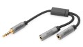 Kabel adapter audio splitter DIGITUS PREMIUM MiniJack 3,5mm /2x 3,5mm MiniJack M/Ż nylon 0,2m - 1321067
