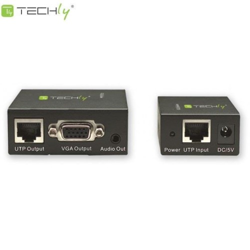 Extender VGA Techly po kablu Cat.5/5e/6 1x1, czarny - 683344