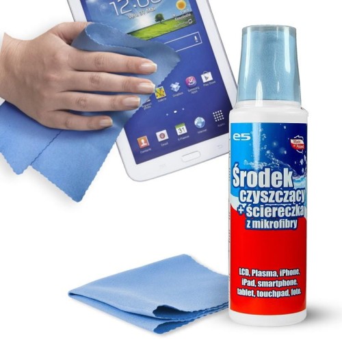 Zestaw do czyszczenia ekranów e5 LCD, PLASMA, SMARTPHONE, TABLET (płyn 250 ml + mikrofibra 20x20) - 1302243
