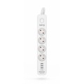Urządzenie zasilające KERG z wyłącznikiem M02415 4-gniazdowy + 3x USB-A 5m 3×1,5mm2 H05VV-F 16A/250V biały - 1321319