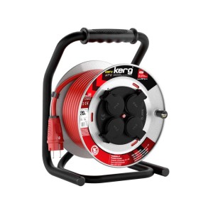 Przedłużacz zwijany KERG W2220 20m 3×2,5mm2 H05RR-F 250V czerwony