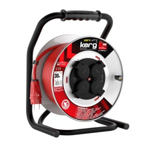 Przedłużacz zwijany KERG W2218 30m 3×2,5mm2 H05RR-F 250V czerwony