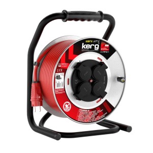 Przedłużacz zwijany KERG W2216 40m 3×2,5mm2 H05RR-F 250V czerwony