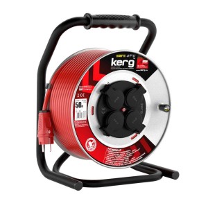 Przedłużacz zwijany KERG W2214 50m 3×2,5mm2 H05RR-F 250V czerwony
