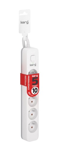 Przedłużacz KERG z wyłącznikiem M02404 5-gniazdowy 5m 3×1,5mm2 H05VV-F 16A/250V biały - 1431545
