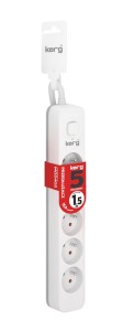 Przedłużacz KERG z wyłącznikiem M02402 5-gniazdowy ,1,5m 3×1,5mm2 H05VV-F 16A/250V biały