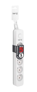 Przedłużacz KERG z wyłącznikiem M02401 5-gniazdowy ,5m 3×1,0mm2 H05VV-F 10A/250V biały