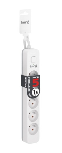 Przedłużacz KERG z wyłącznikiem M02399 5-gniazdowy ,1,5m 3×1,0mm2 H05VV-F 10A/250V biały - 1441698