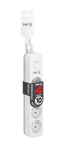 Przedłużacz KERG z wyłącznikiem M02394 4-gniazdowy 10m 3×1,0mm2 H05VV-F 10A/250V biały