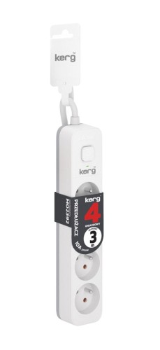 Przedłużacz KERG z wyłącznikiem M02392 4-gniazdowy 3m 3×1,0mm2 H05VV-F 10A/250V biały - 1431541