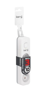 Przedłużacz KERG z wyłącznikiem M02378 3-gniazdowy 10m 3×1,0mm2 H05VV-F 10A/250V biały