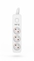 Przedłużacz KERG z wyłącznikiem M02377 3-gniazdowy 5m 3×1,0mm2 H05VV-F 10A/250V biały - 1334877
