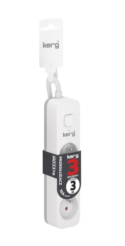 Przedłużacz KERG z wyłącznikiem M02376 3-gniazdowy 3m 3×1,0mm2 H05VV-F 10A/250V biały - 1431554