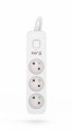 Przedłużacz KERG z wyłącznikiem M02375 3-gniazdowy 1,5m 3×1,0mm2 H05VV-F 10A/250V biały - 1441686