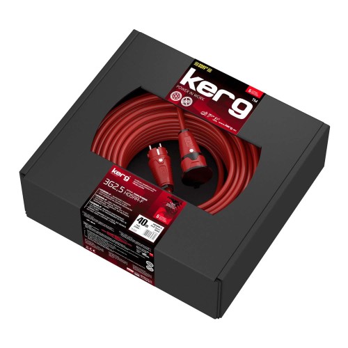 Przedłużacz KERG W2202 40m 3×2,5mm2 H05RR-F 250V czerwony - 1385381