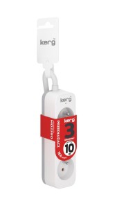 Przedłużacz KERG M02390 3-gniazdowy 10m 3×1,5mm2 H05VV-F 16A/250V biały