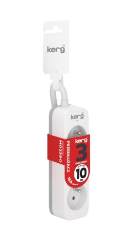 Przedłużacz KERG M02390 3-gniazdowy 10m 3×1,5mm2 H05VV-F 16A/250V biały - 1334904