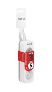 Przedłużacz KERG M02389 3-gniazdowy 5m 3×1,5mm2 H05VV-F 16A/250V biały