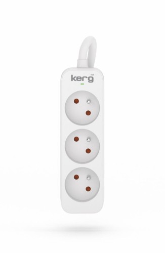 Przedłużacz KERG M02387 3-gniazdowy 1,5m 3×1,5mm2 H05VV-F 16A/250V biały - 1441691