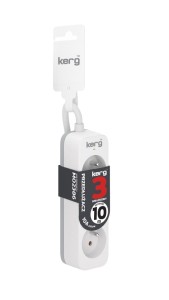 Przedłużacz KERG M02386 3-gniazdowy 10m 3×1,0mm2 H05VV-F 10A/250V biały