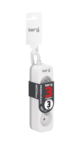 Przedłużacz KERG M02384 3-gniazdowy 3m 3×1,0mm2 H05VV-F 10A/250V biały - 1441690