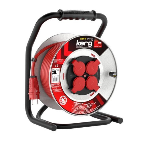 Przedłużacz bębnowy KERG W2377 30m 3×2,5mm2 H05RR-F 250V czerwony - 1321295