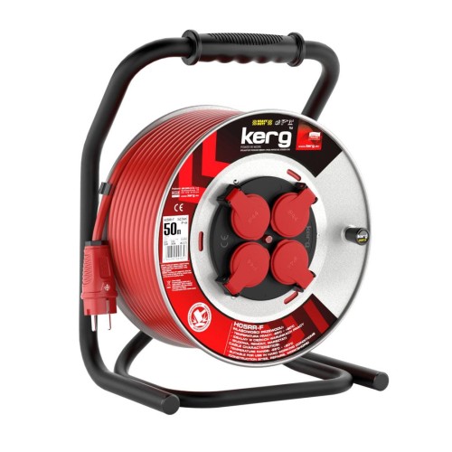 Przedłużacz bębnowy KERG W2375 50m 3×2,5mm2 H05RR-F 250V czerwony - 1321314