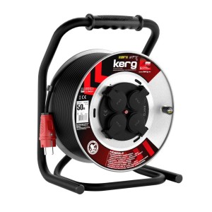 Przedłużacz bębnowy KERG W2241 50m 3×1,5mm2 H05RR-F 250V czarny