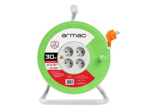 Przedłużacz bębnowy Armac 30m 4x2p+Z, 16A, 3680W, przewód 3x1,5mm H05VV-F - 1384953