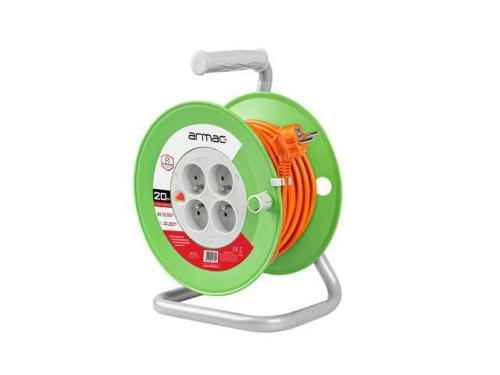 Przedłużacz bębnowy Armac 20m 4x2p+Z, 10A, 2300W, przewód 3x1mm H05VV-F - 1384950