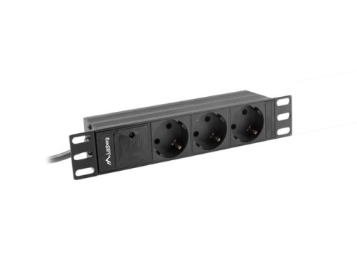 Listwa zasilająca Lanberg do szaf 10" 1U 16A PDU 3x Schuko 2m czarna - 1049890